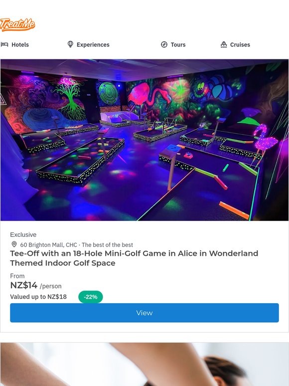 Top Experiences: 18-Hole Alice in Wonderland Themed Mini Golf in Christchurch, 60 or 90-Minute Spa Pamper Packages near Auckland, Day Pass to Snowplanet near Auckland & More