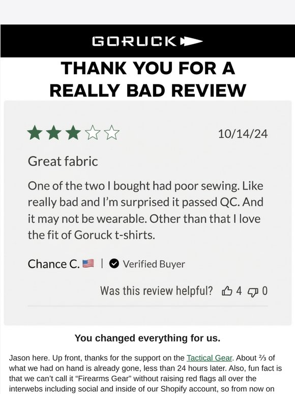 THANK YOU FOR A REALLY BAD REVIEW