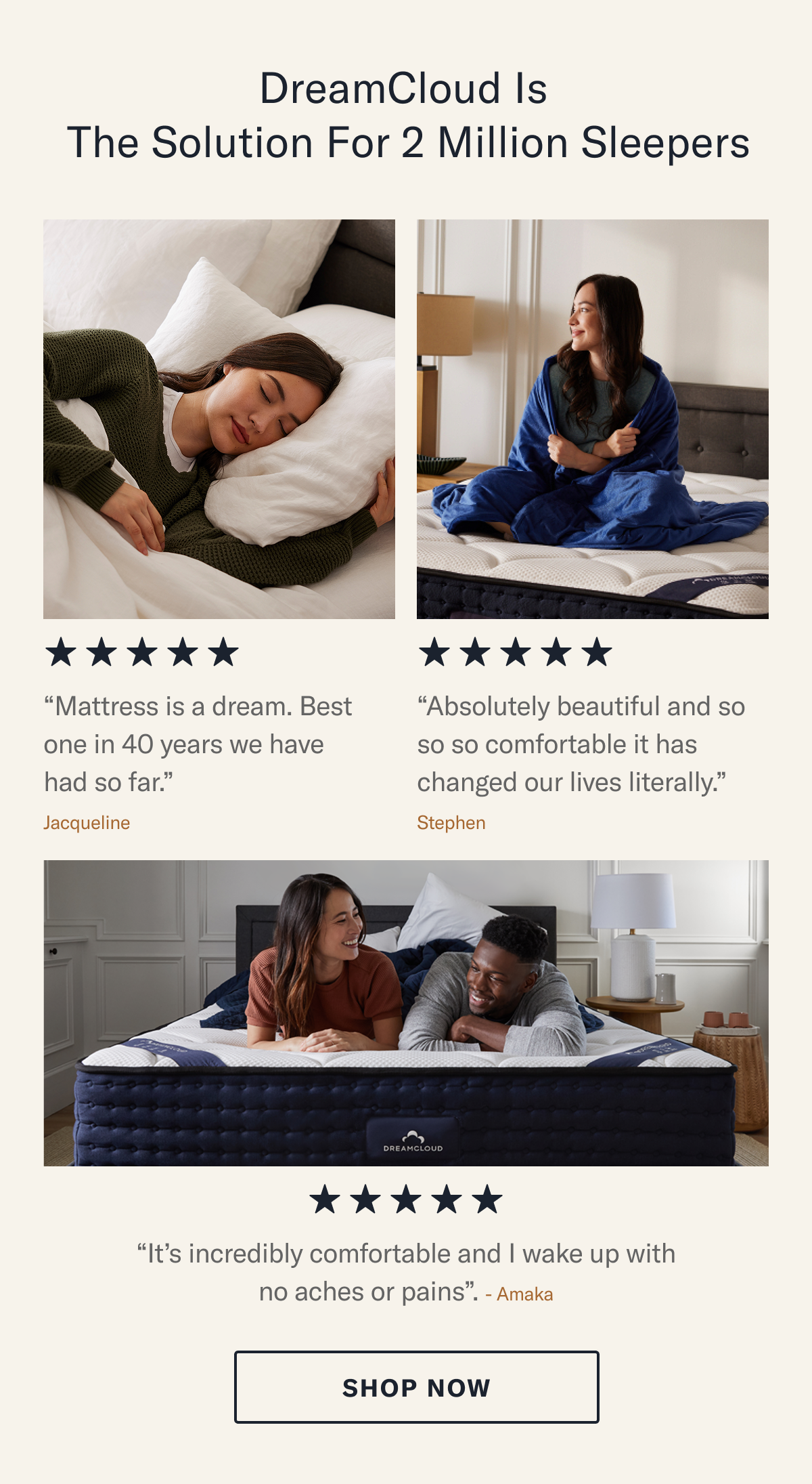 DreamCloud is the solution for 2 million sleepers
