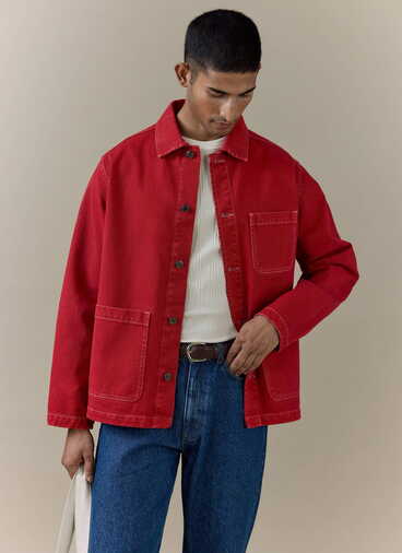 Vintage Wash Oliver Chore Jacket | Cotton Canvas | Red