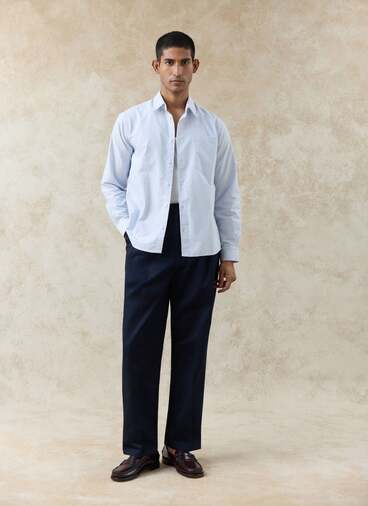Striped Oxford Shirt | Cotton | Blue Stripe