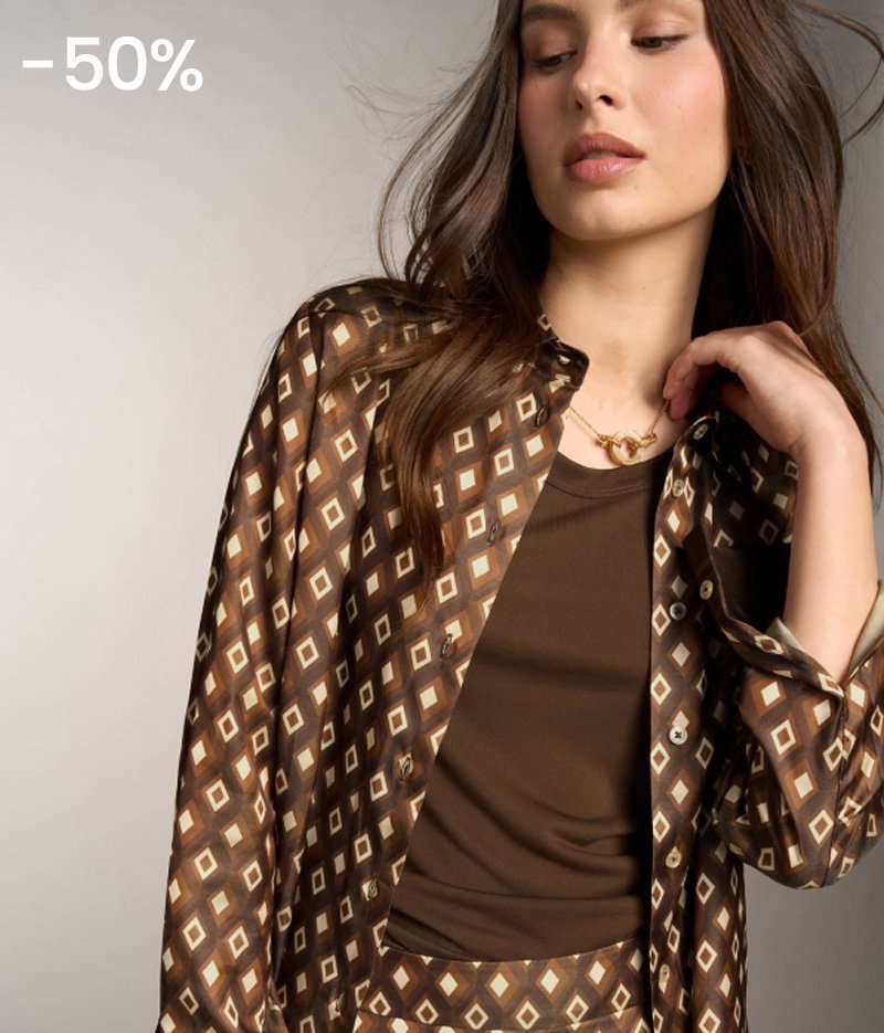 Camicia Satin rombi con Manica Lunga