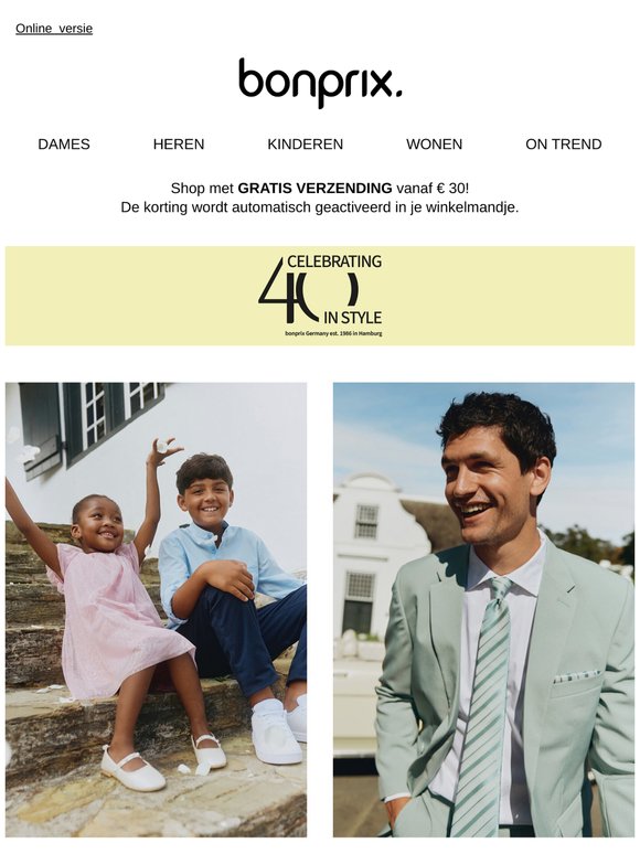 20% korting op heren- en kindermode 🌞