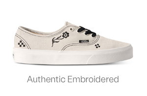 Women's Authentic Embroidered Sneakers in Cream/Black