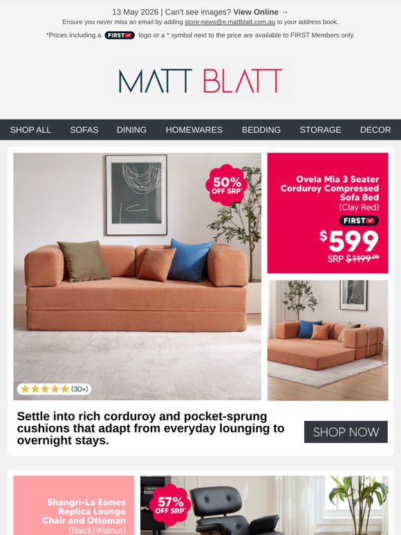 3 Seater Compressed Sofa Bed NOW $599 (50% OFF Standard Retail Price)