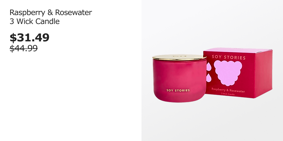 Raspberry & Rosewater 3 Wick Candle