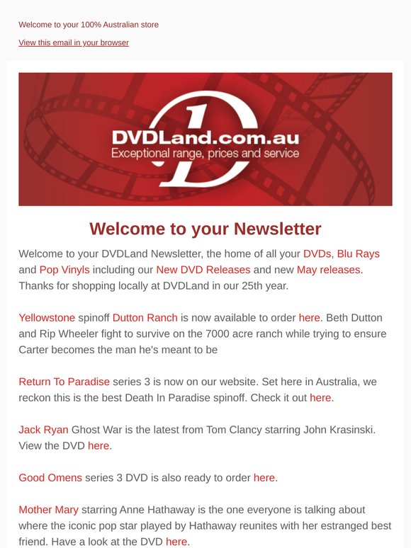 DVDLand Newsletter - Yellowstone's Dutton Ranch, Return To Paradise 3, New Jack Ryan 🤠