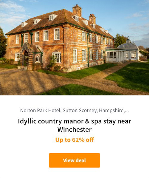 Idyllic country manor &amp; spa stay near Winchester