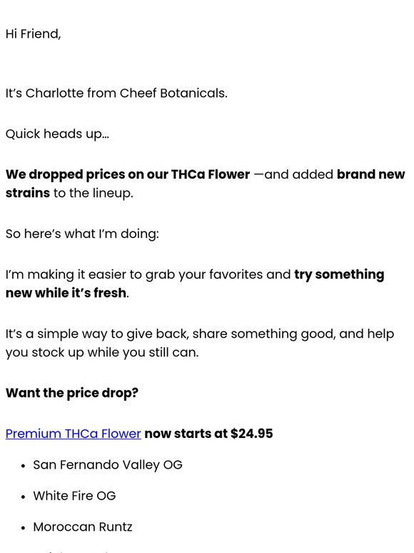 New THCa strains + lower prices inside