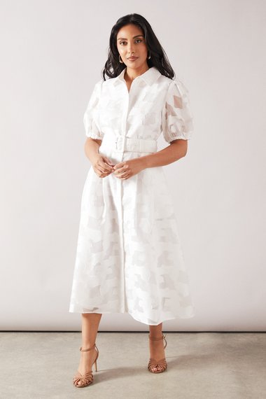 Petite Burnout Floral Shirt Dress