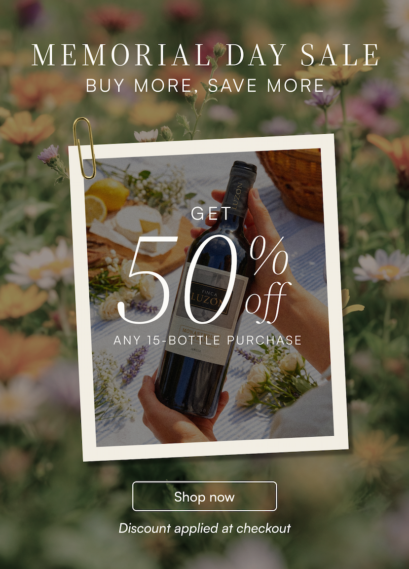 Memorial Day sale — buy more, save more. Get 50% off any 15-bottle purchase. Shop now, discount applied at checkout