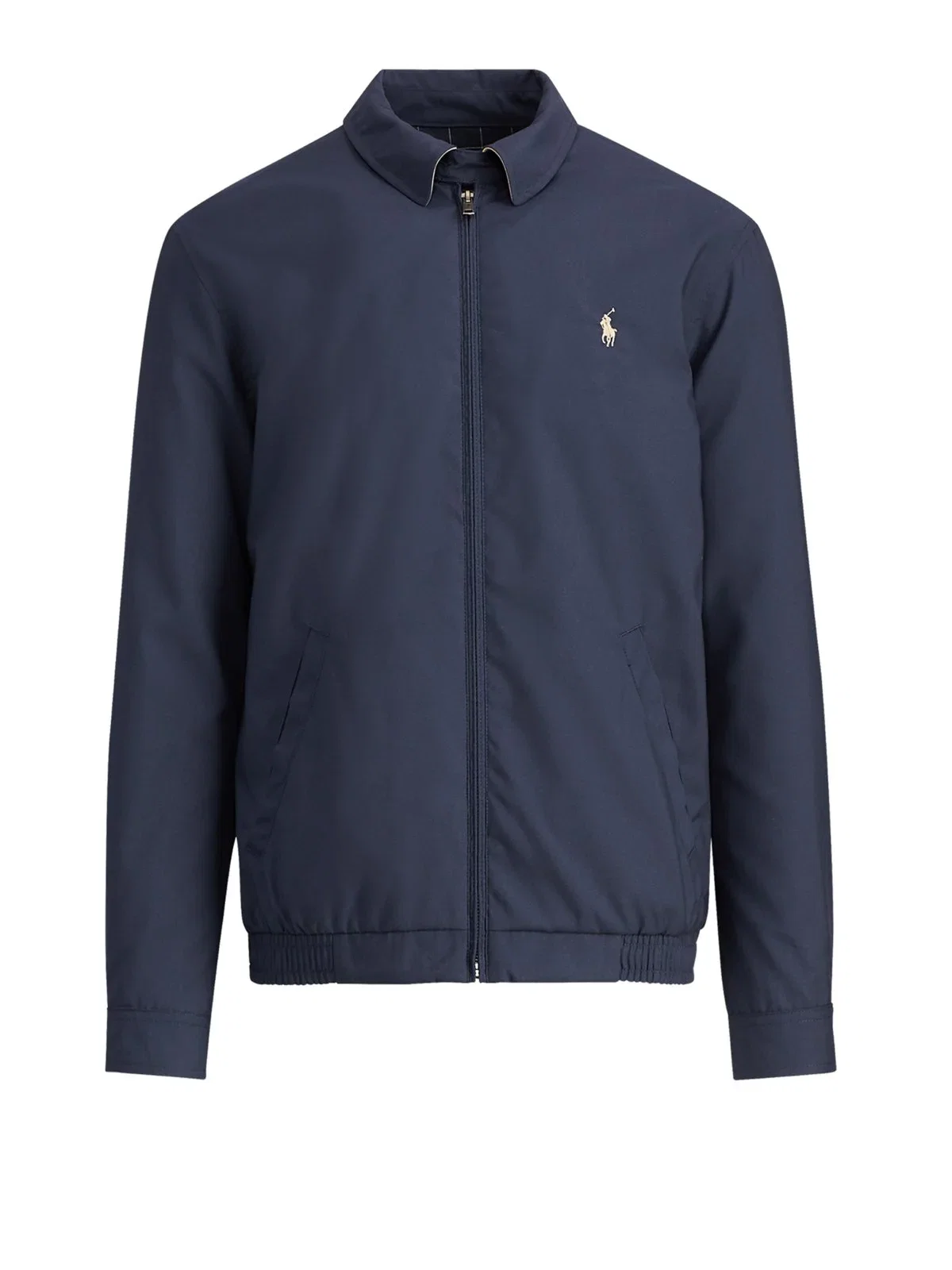 Blouson with checked cotton lining and logo patch