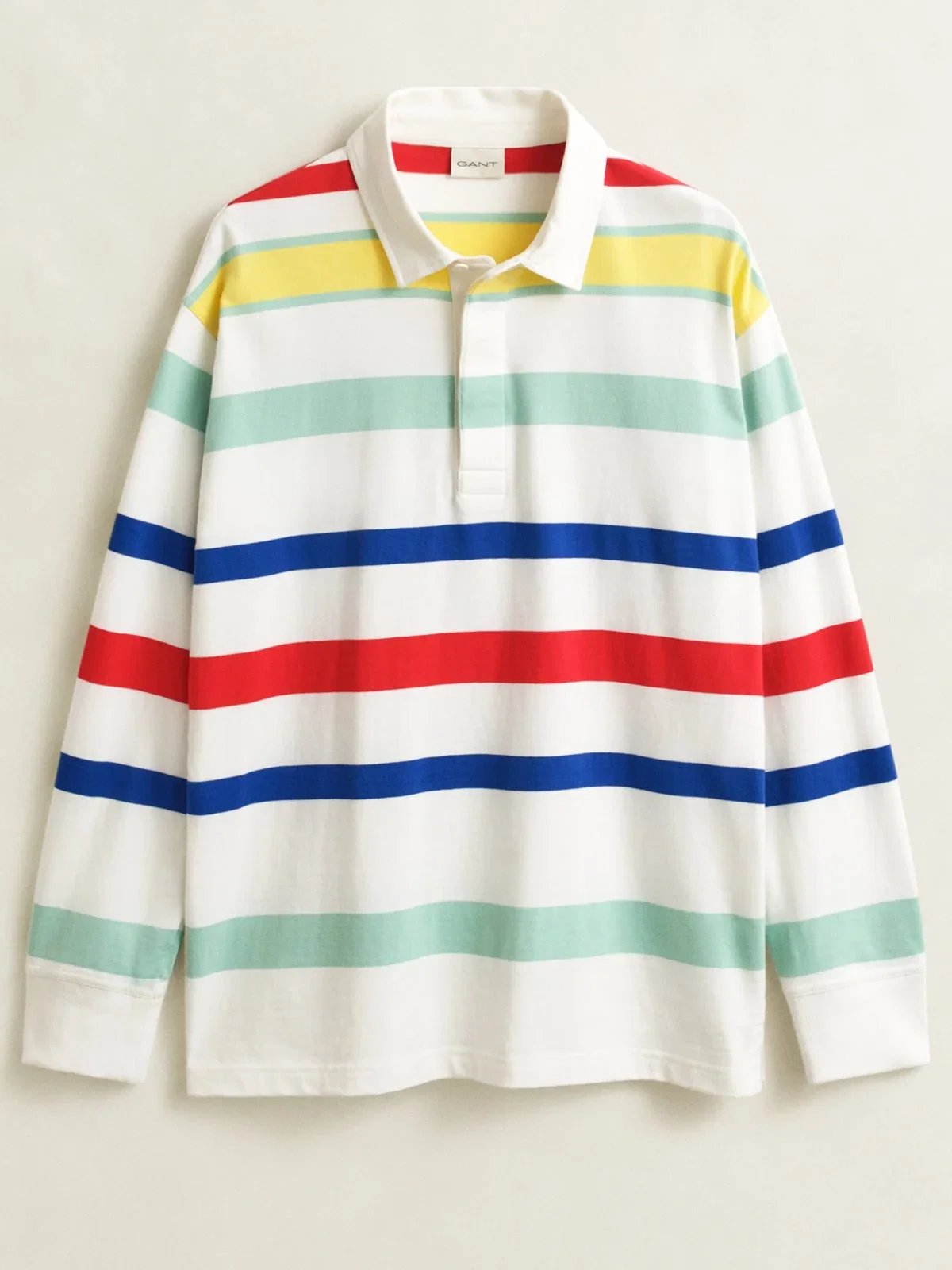 Cotton rugby shirt with colorful striped design