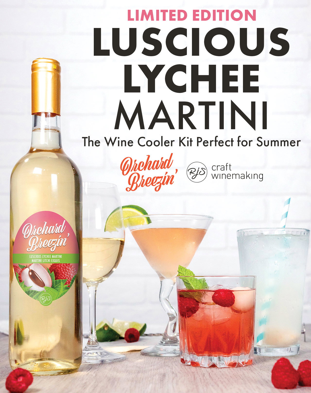 Orchard Breezin’ Limited Release Luscious Lychee Martini The Wine Cooler Kit Perfect for Summer