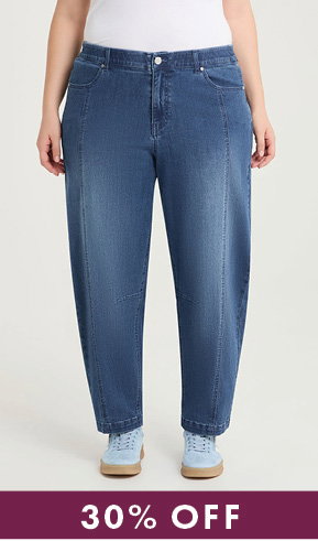 Cotton Denim Barrel Leg Jean