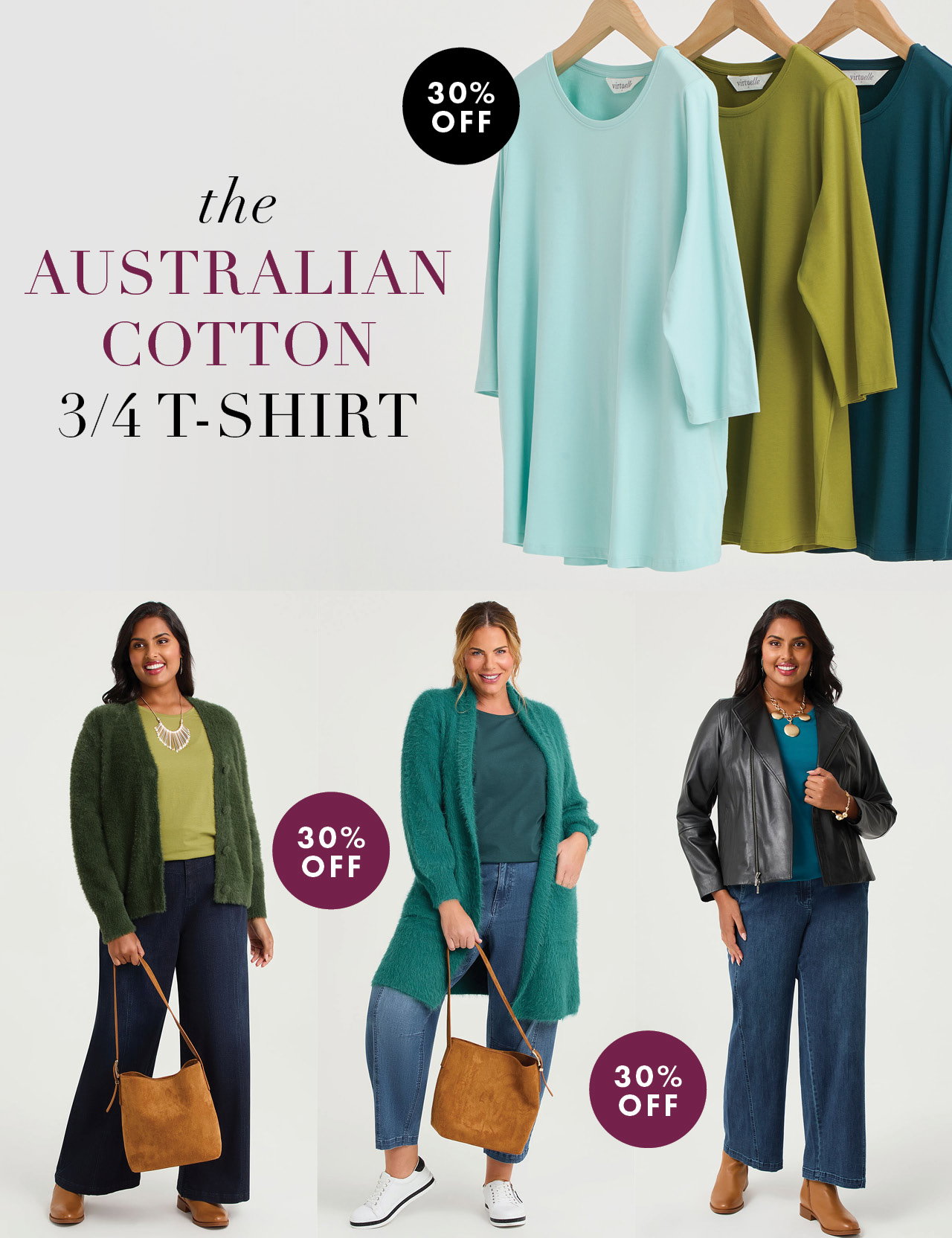 The Australian Cotton 3/4 T-Shirt