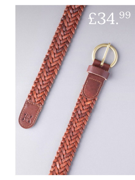 Waverton Leather Woven Belt Cognac