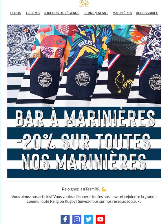 🏉 -20% sur les Marinières Religion Rugby 🏉