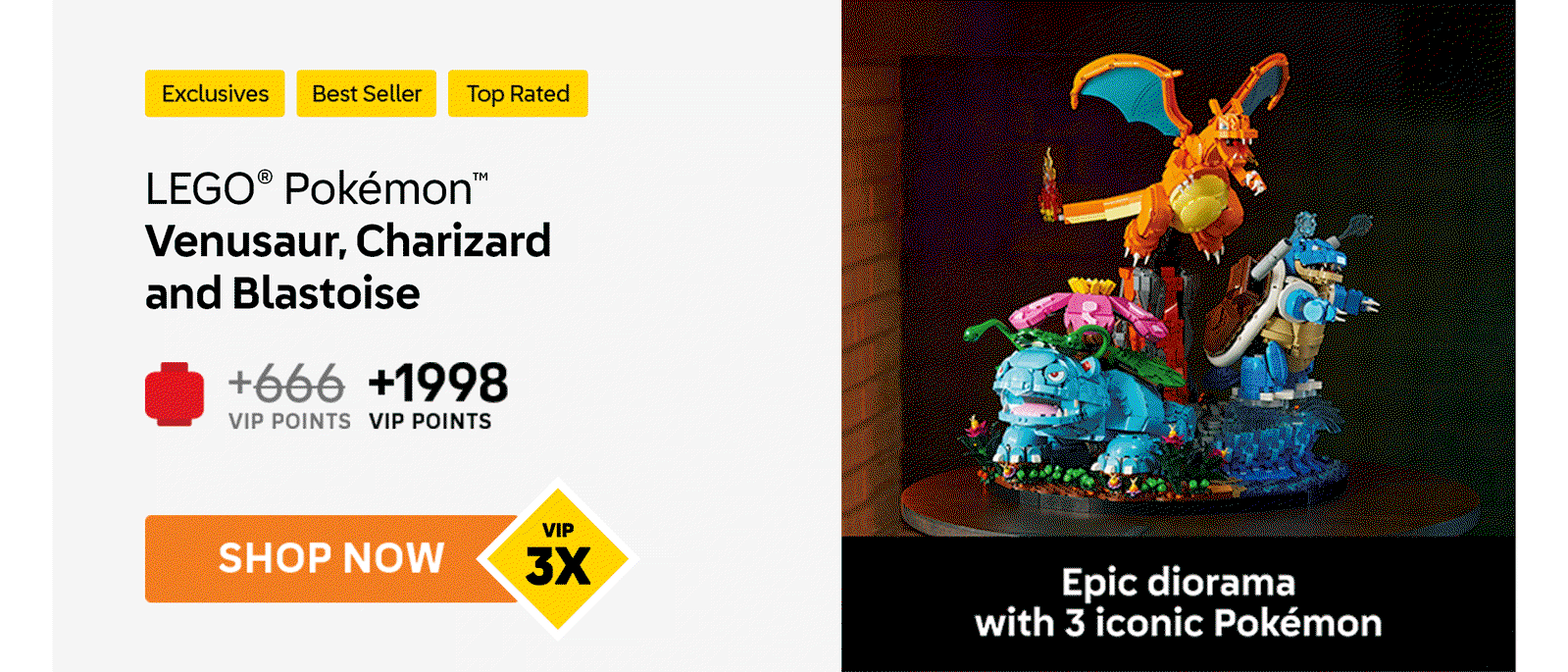 LEGO® Pokémon™ Venusaur, Charizard and Blastoise