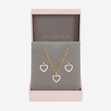Jon Richard Two Tone Open Heart Set - Gift Box