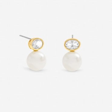 Jon Richard Gold Plated Crystal and Pearl Drop Earrings