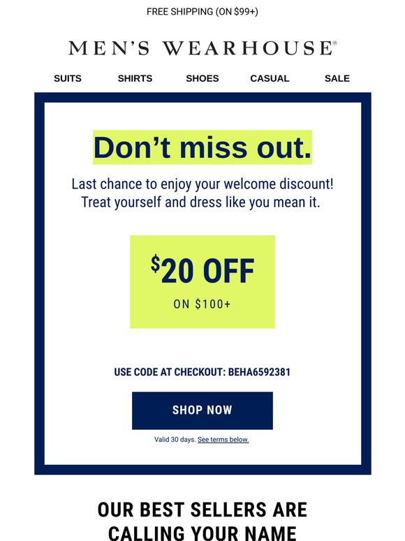 Your $20 off $100 coupon is waiting!