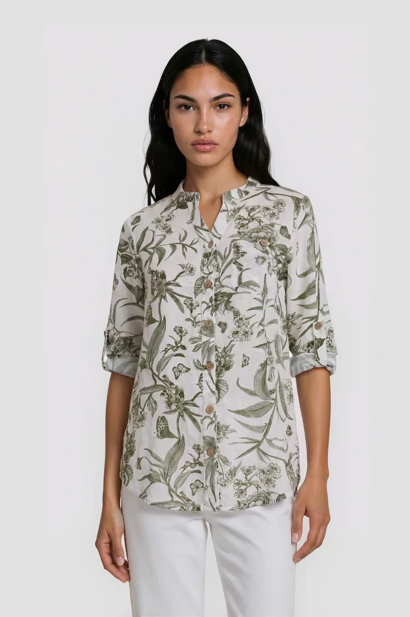 Image of Long Sleeve Button Down Shirt - Green