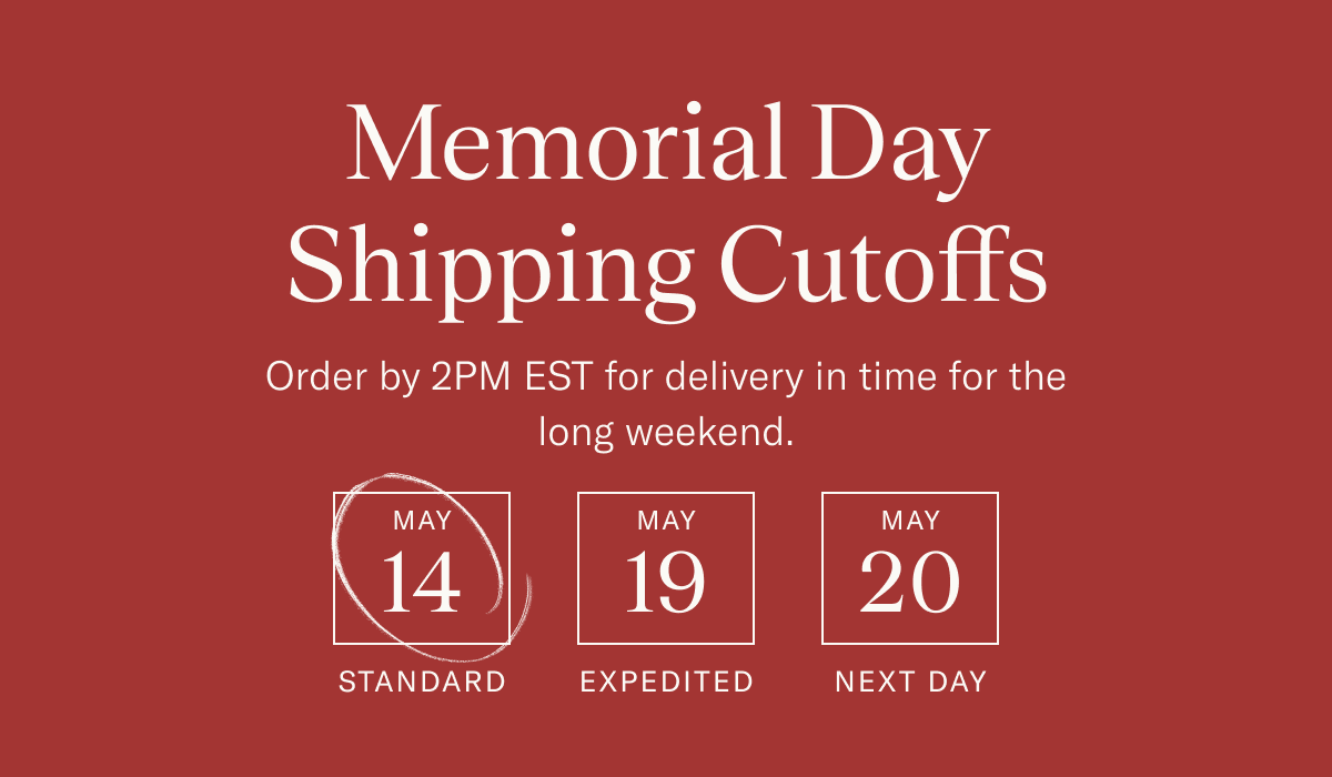 Memorial Day Shipping Cutoffs