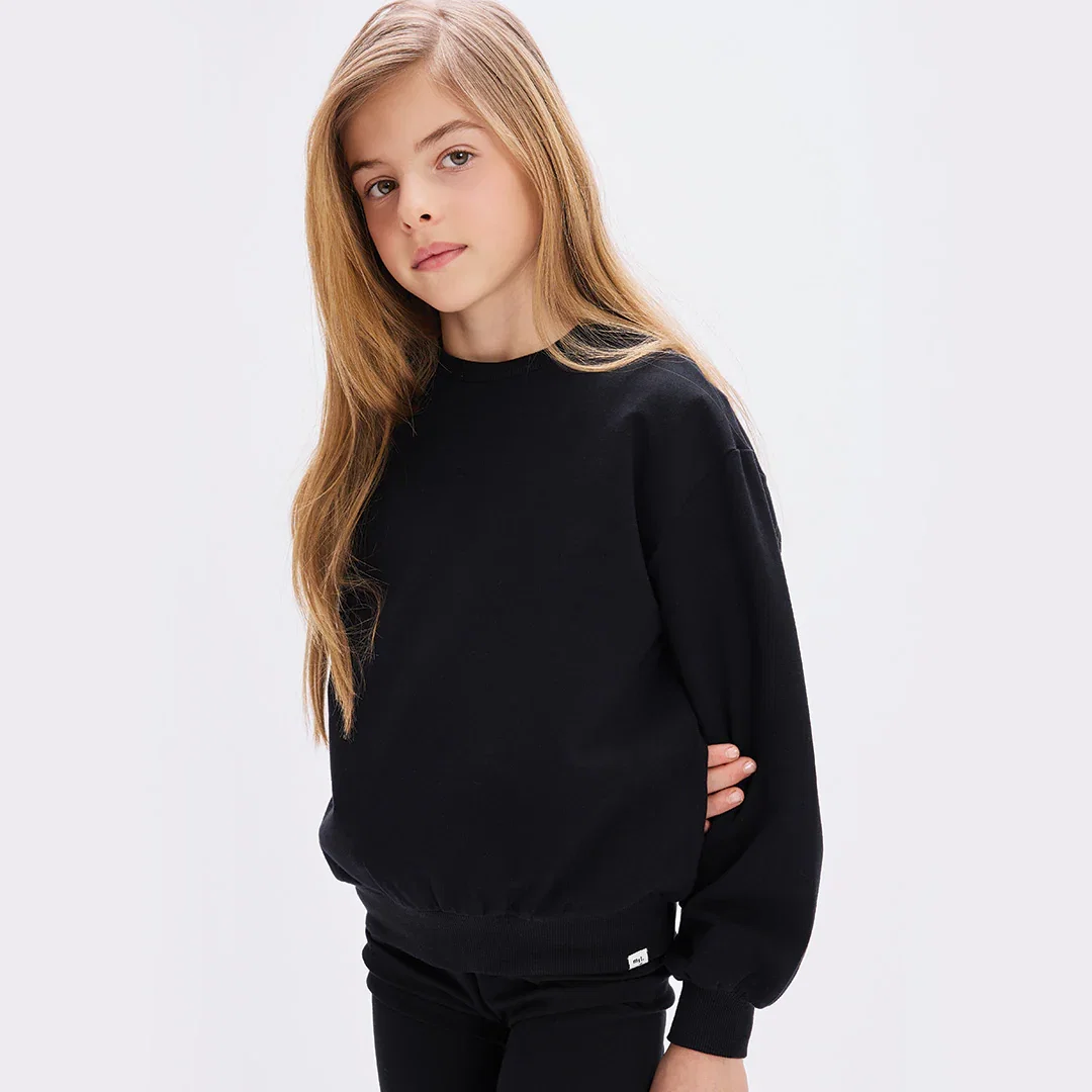 Image of Miles Basics Pure Black Girl's Sweatshirt