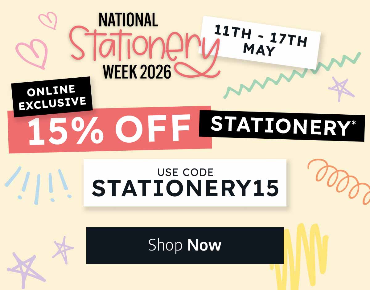 National Stationery Week 11th - 17th May - 15% Off Stationery* - Use Code STATIONERY15 - Online Exclusive