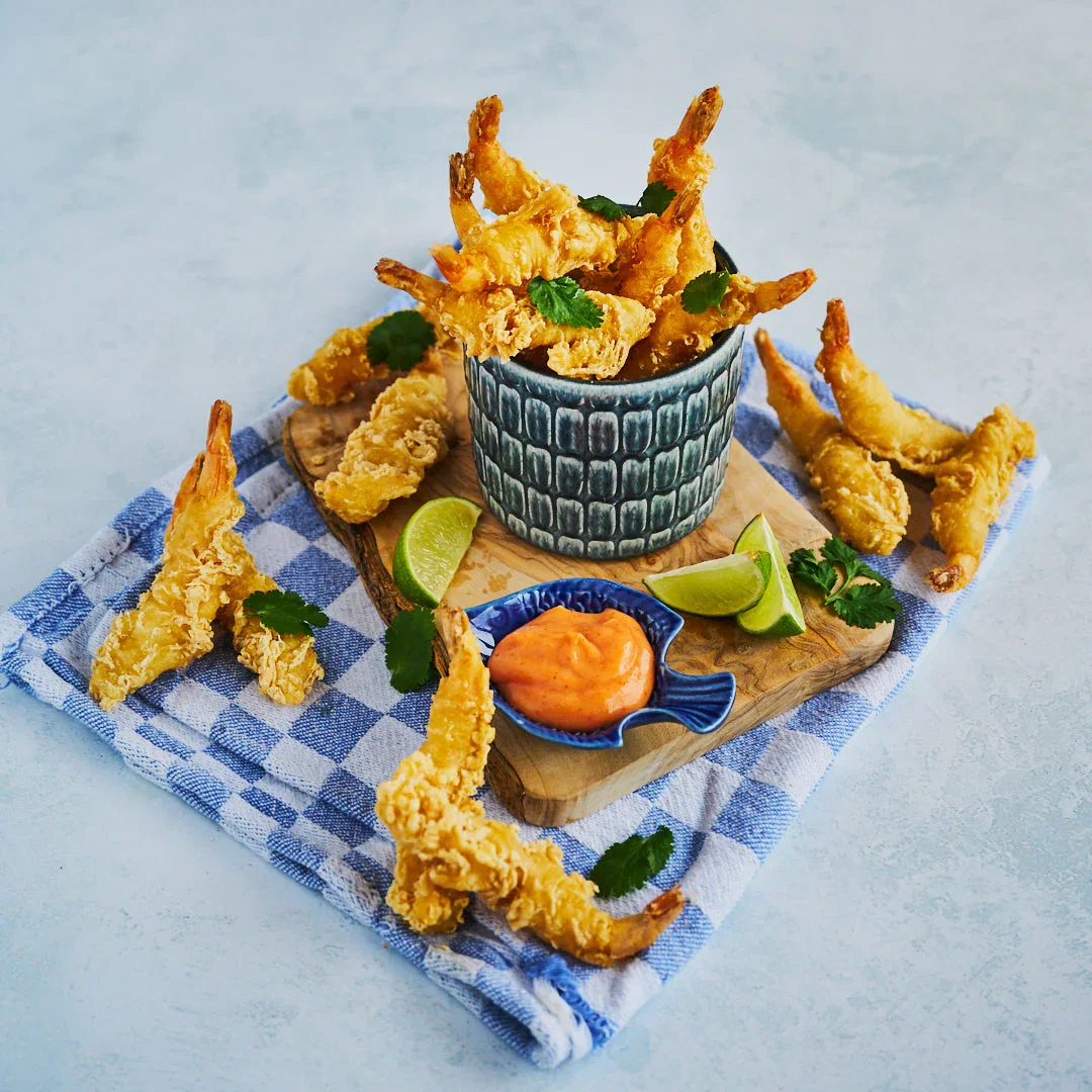 Image of Tempura battered king prawns