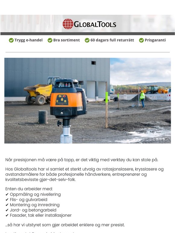 Precision på byggarbetsplatsen – se vårt sortiment av lasrar och avståndsmätare