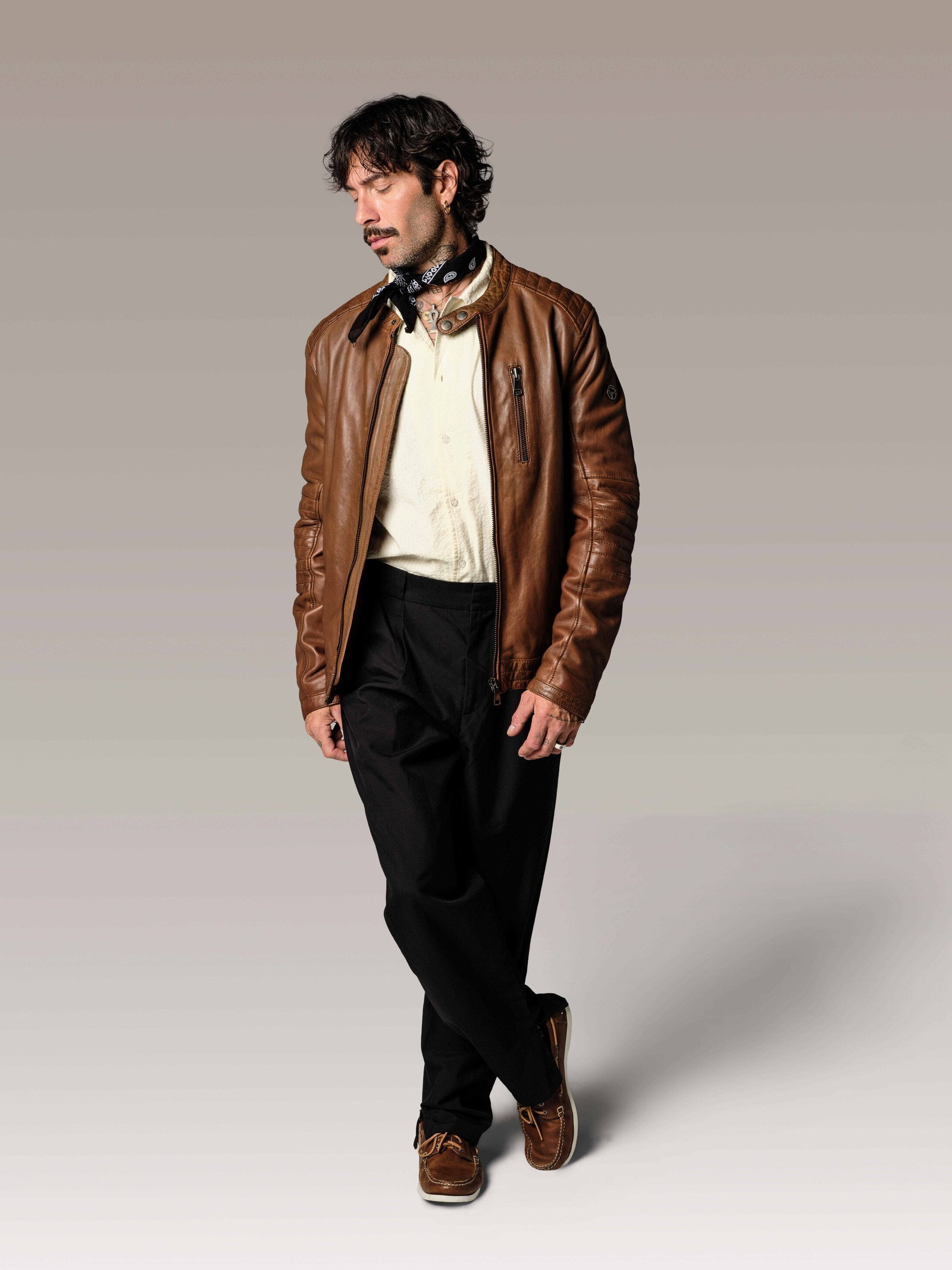Blouson en cuir FORMULA STONE marron