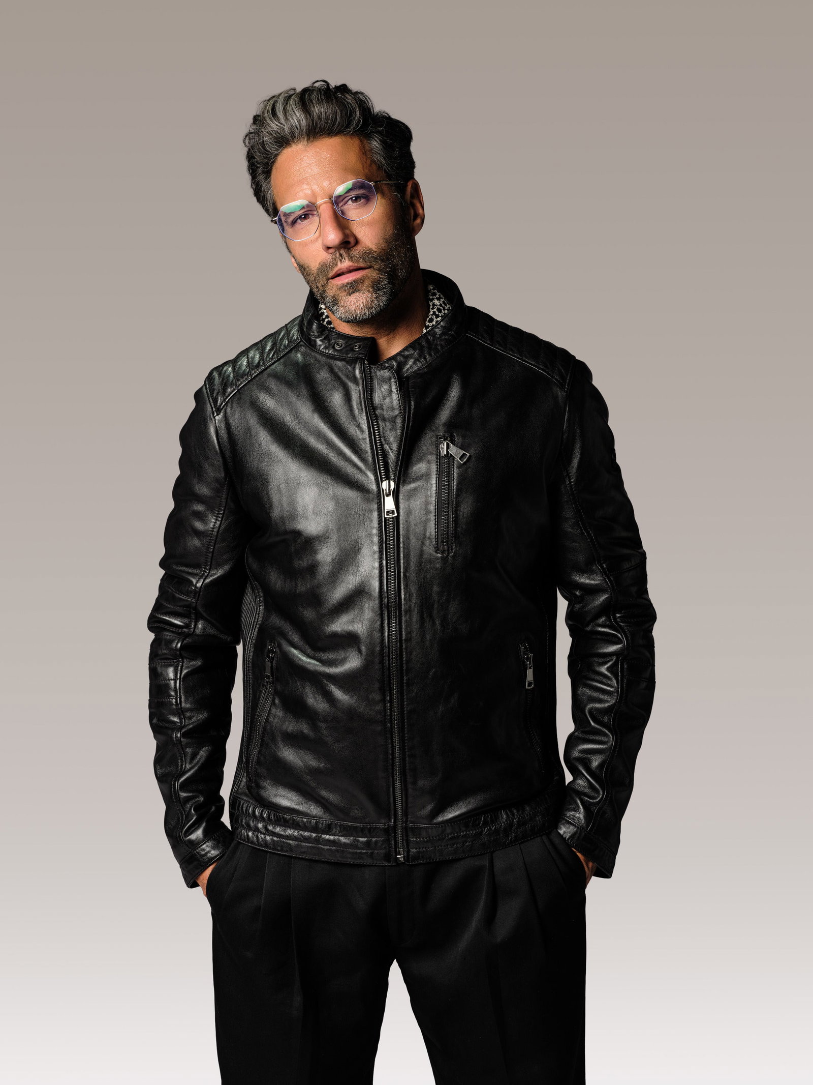 Blouson en cuir FORMULA STONE noir