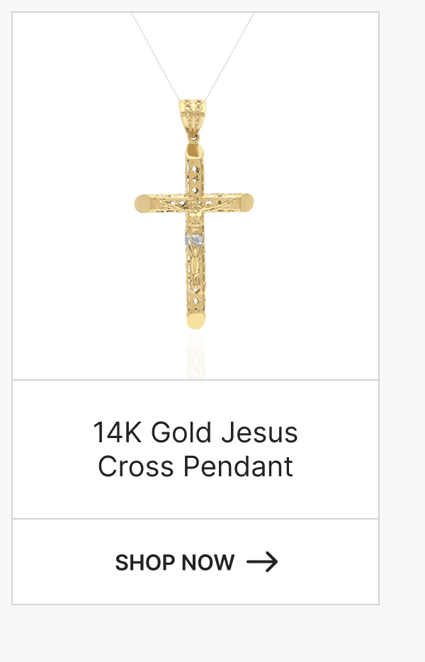 14K Gold Jesus Cross Pendant