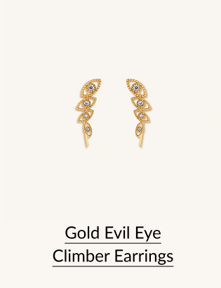 Gold Evil Eye Climber Earrings