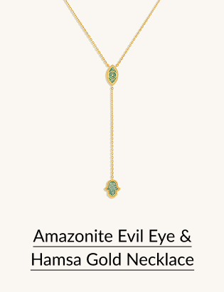 Amazonite Evil Eye & Hamsa Gold Necklace