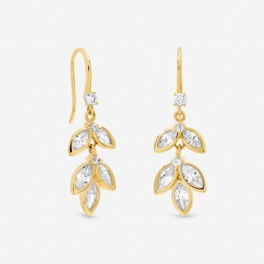 Jon Richard Gold Plated and Crystal Leaf Drop Fish Hook Earrings