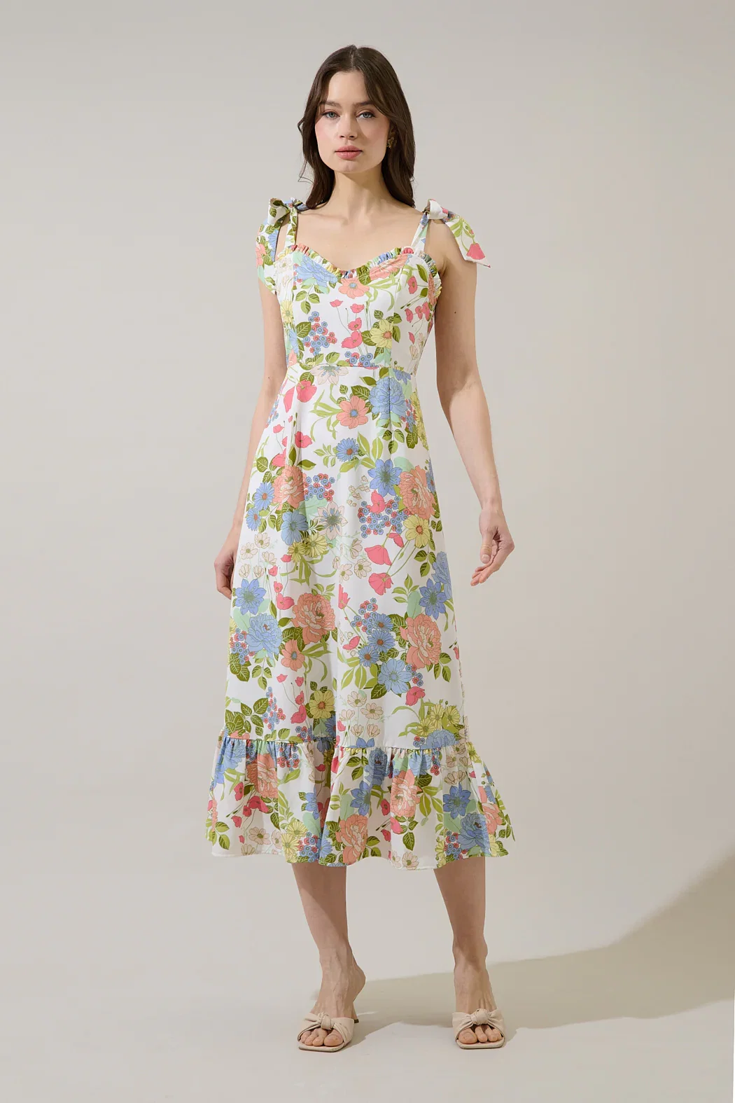 Image of Baker Tie Strap Midi Dress Esther Floral
