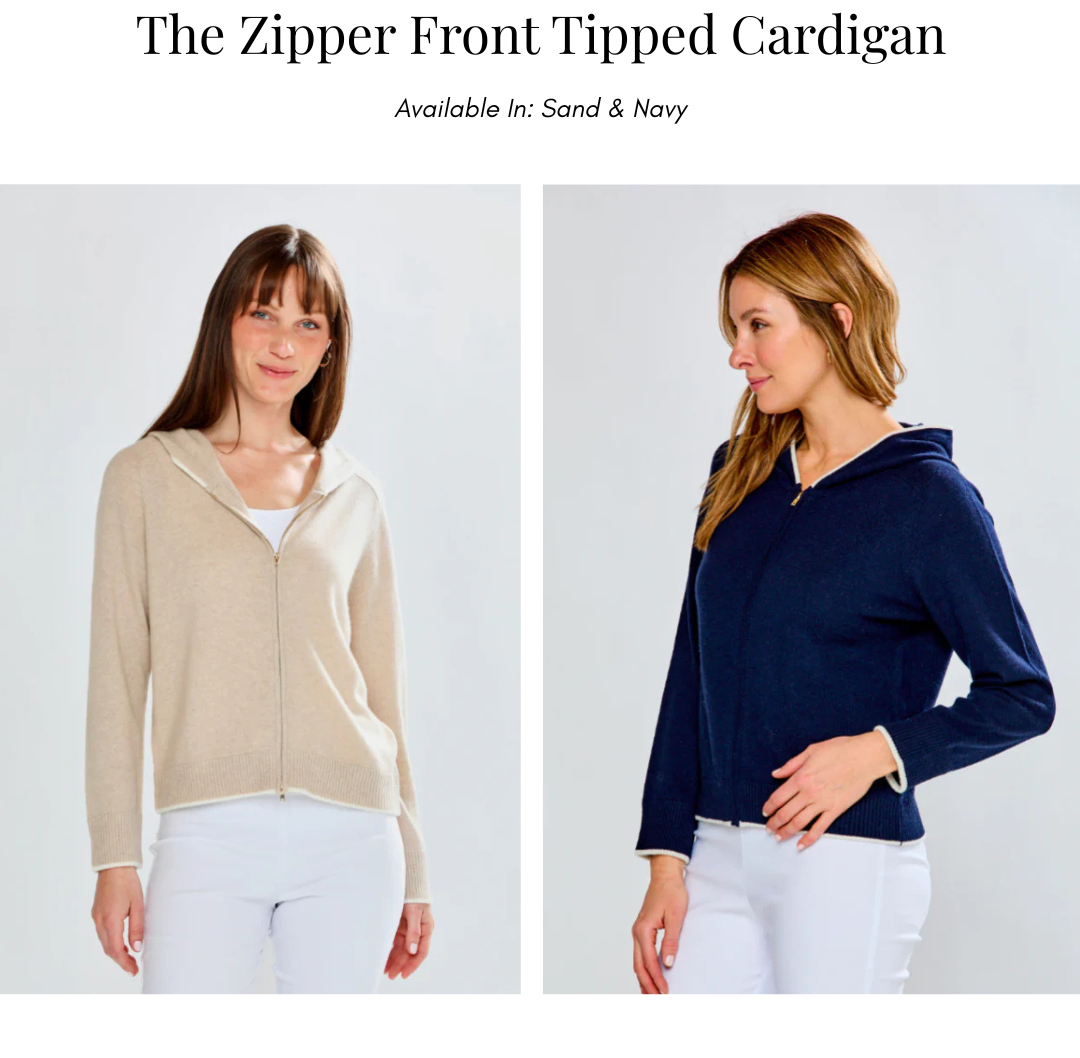 The Zipper Front Tipped Cardigan