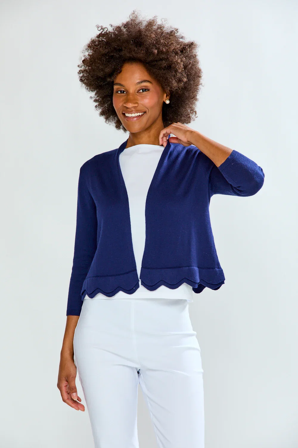 Image of The New Scallop Cardigan in Navy