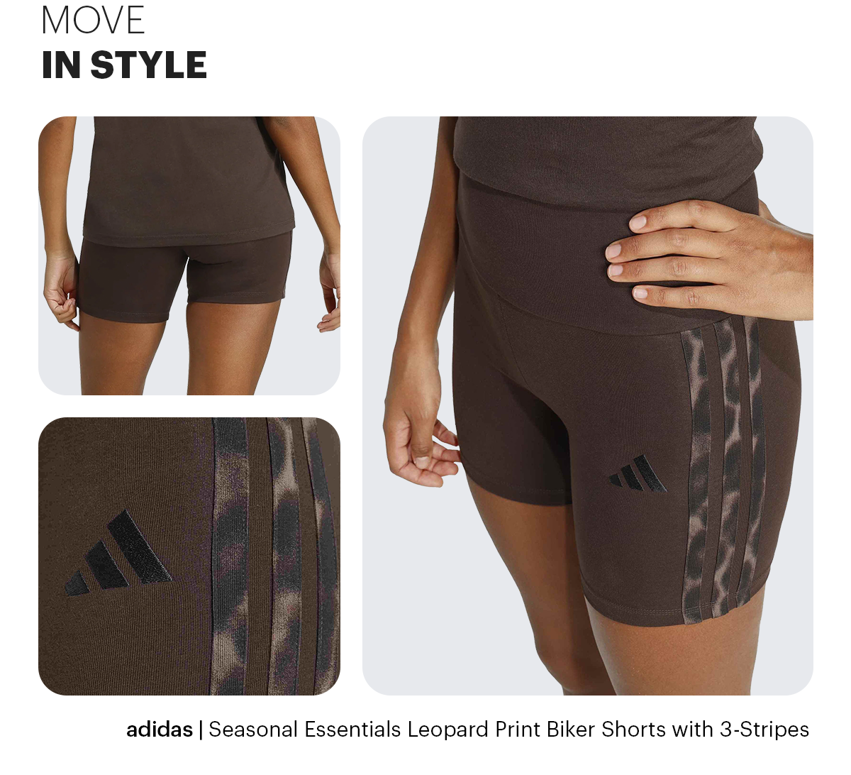 adidas Seasonal Essentials Leopard Print Biker Shorts with 3-Stripes