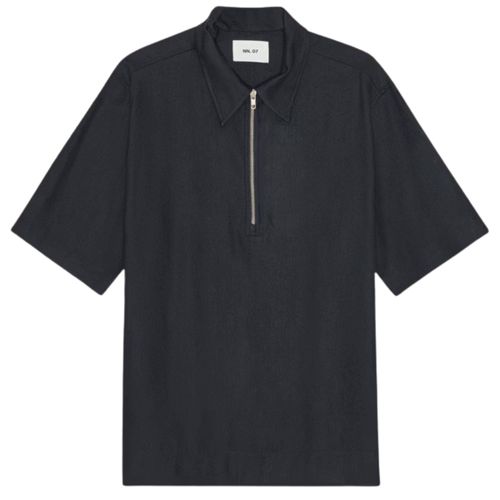 NN07 Bruno Linen Blend Polo - Deep Navy
