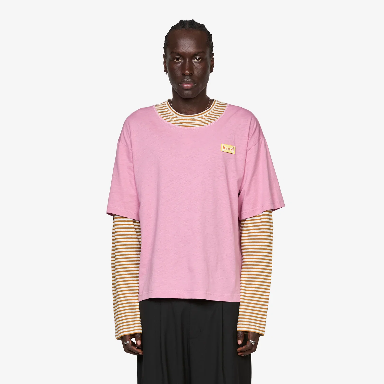 Image of Layered Longsleeve T-Shirt Mustard