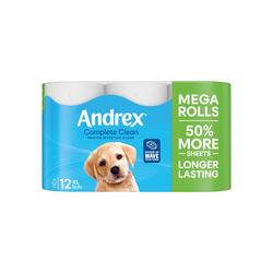 Andrex Complete Clean Mega Toilet Roll 2-Ply 290 Sheets Per Roll (Pack of 12) 4982014