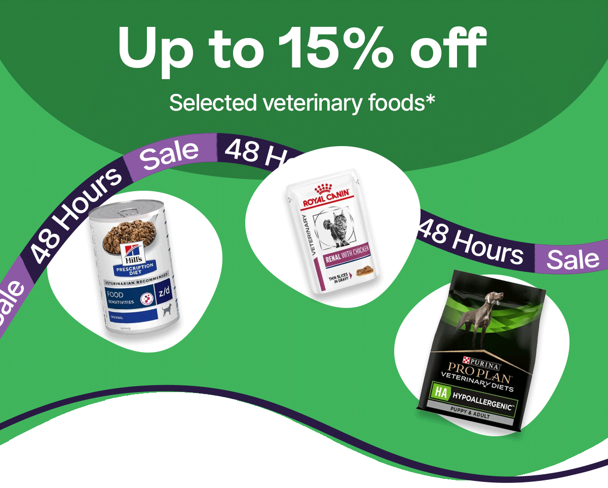 Up to 15% off veterinary foods