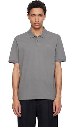 Gray Cotton Piqué Logo Polo - Hugo