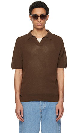 Brown Cotton Short Sleeve Polo - Merz b. Schwanen
