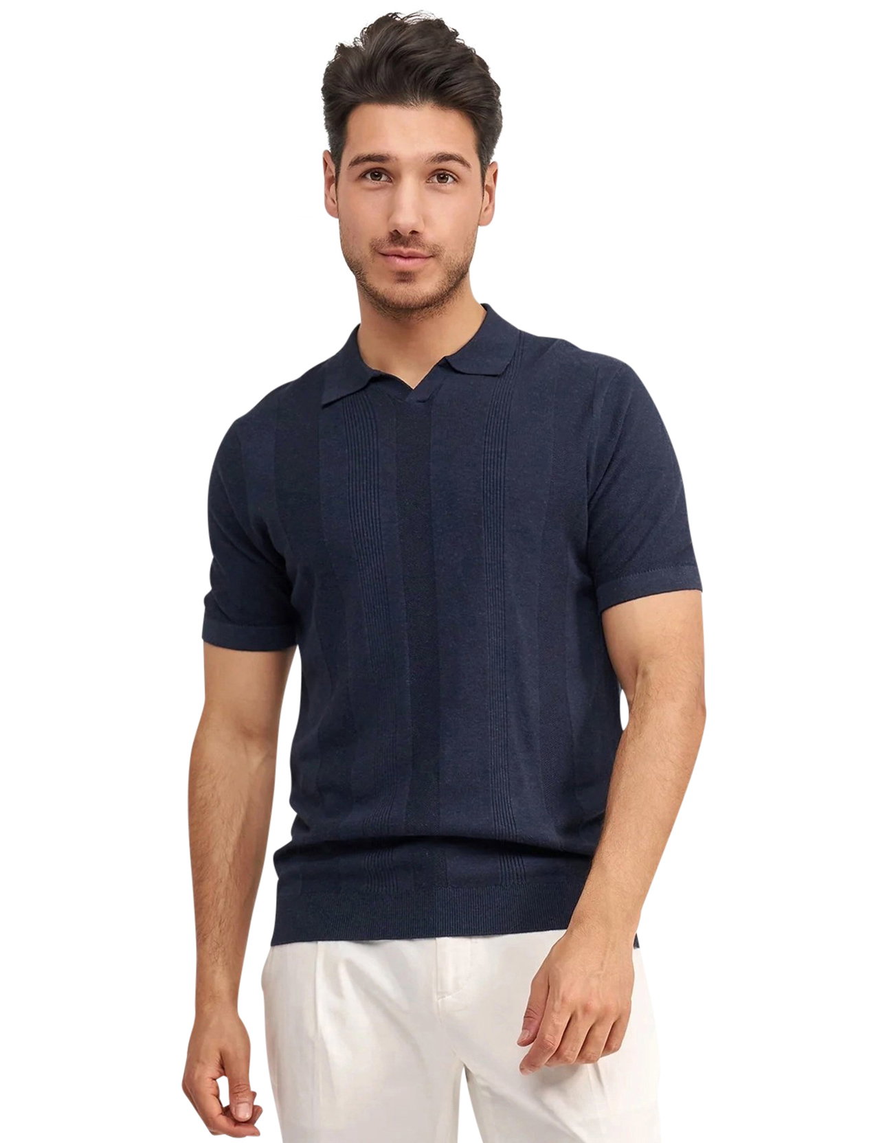 Polo korte mouw Blue Industry donkerblauw v-hals
