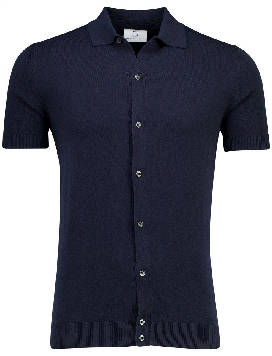 Doorknoop polo Born with Appetite navy korte mouw fulton knitted